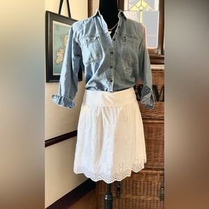 Loft White Eyelet Mini Skirt